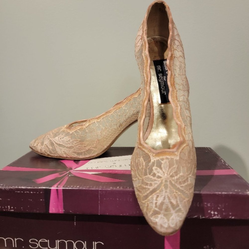 Vintage Stuart Weitzman for Mr. Seymour Lace Heels Shoes Women 8 1/2 B